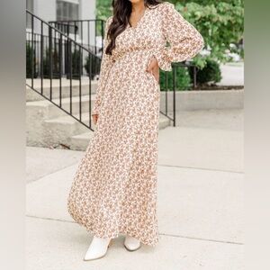 Pink Lily cottagecore Floral Print Maxi Dress size medium